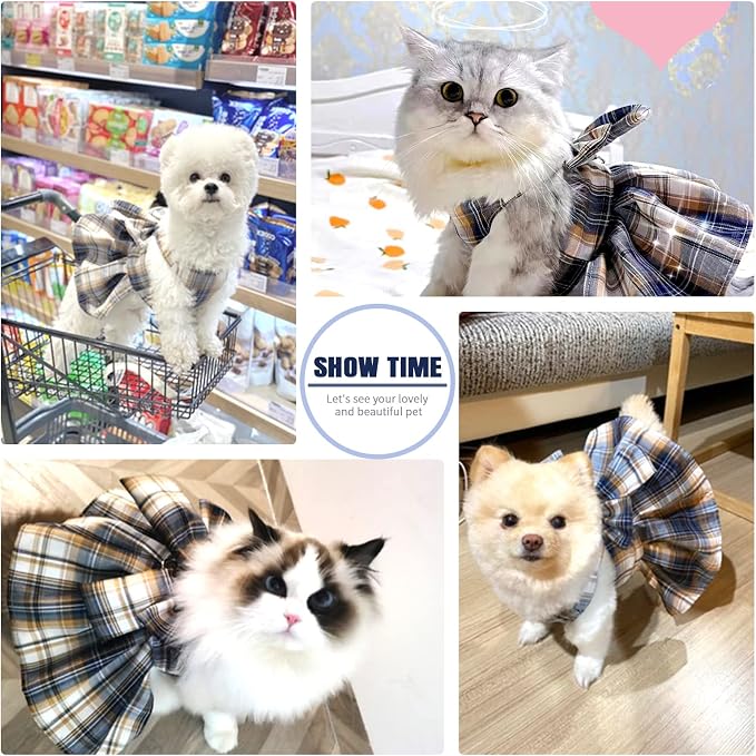 PETCARE Plaid Dog Dress Bow Tie Harness Leash Set - Image 4