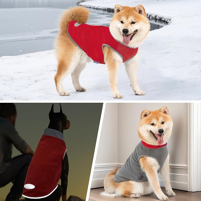 cyeollo 2 Pack Dog Sweater Fleece Vest Pullover Pet Sweatshirt Reflective - Image 5