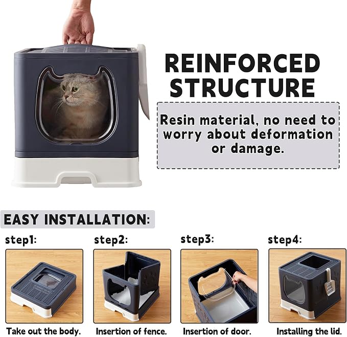 Gefryco Cat Litter Box with Lid, Top Entry Kitten Litter Box with Controlled - Image 5