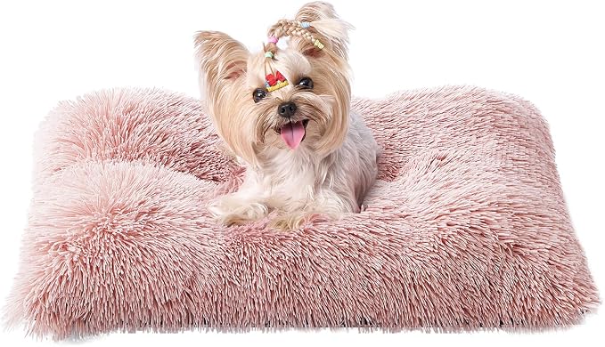 EHEYCIGA Fluffy Dog Bed, Plush Faux Fur Crate Pad, Calming Anti Anxiety Small by EHEYCIGA