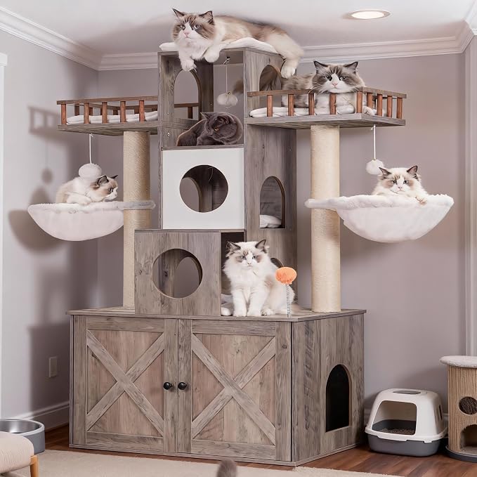Heybly Cat Tree with Litter Box Enclosure by HEYBLY