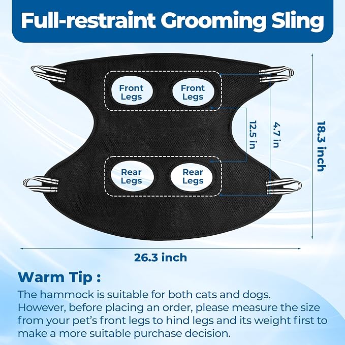Pet Grooming Hammock for Cats & Dogs, Breathable Mesh Dog Hanging Harness for - Image 2