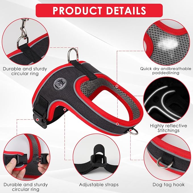 Dog Harness and Leash Set, No Pull Saddle Style Pet Harness, Breathable Mesh - Image 2