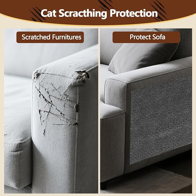 Cat Scratch Furniture Protector, 78.7"x15.8" Self Adhesive Cat Scratch Mat Pad - Image 2