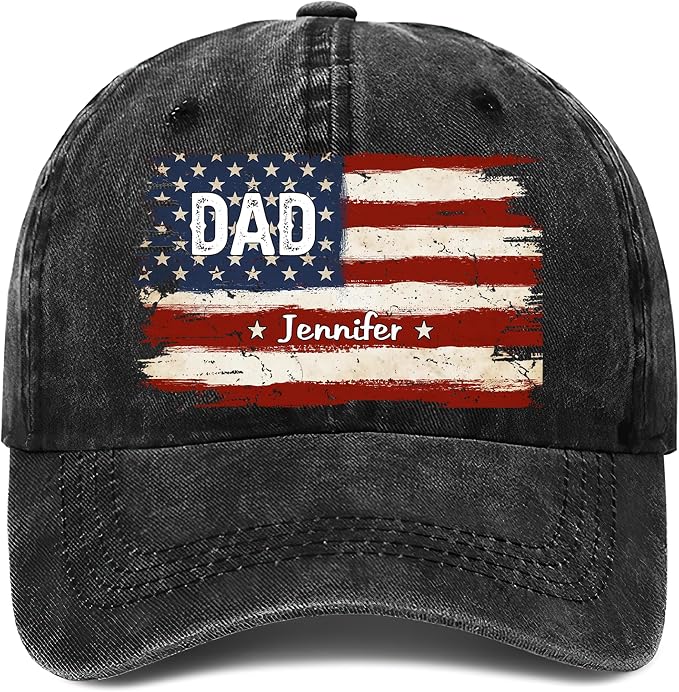 Personalized Vintage Washed Denim Dad Hat, Custom Baseball Cap by Lallamotion