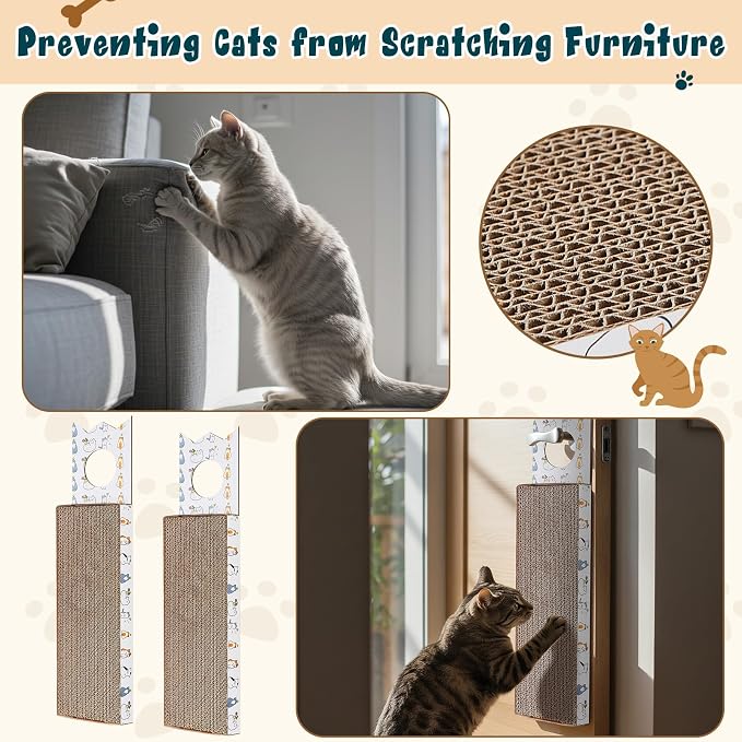 4 Pcs 15 Inch Door Hanging Cat Scratcher Cardboard Cat Scratching Board - Image 4