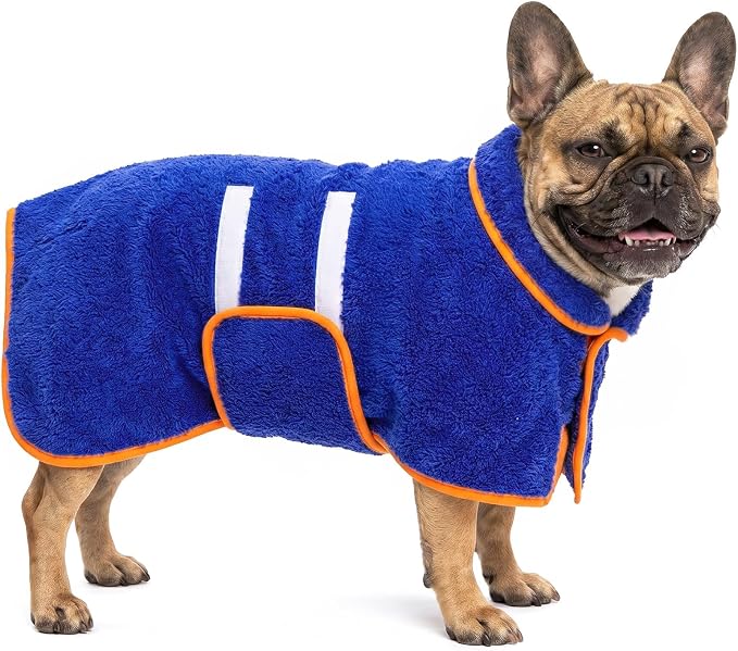Dog Bathrobe, Super Absorbent for Small to Large Dogs, Dark Blue M by Bienbee