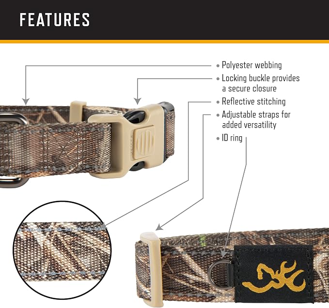 Browning Classic Preformance Webbing Pet Collar, Fully Adjustable, Available in - Image 2