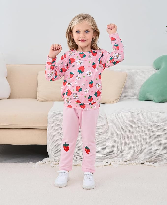 Little Girls Unicorn Outfits 2 Piece Kids Ruffle Sleeve Sweatshirt + Leggings - Image 9