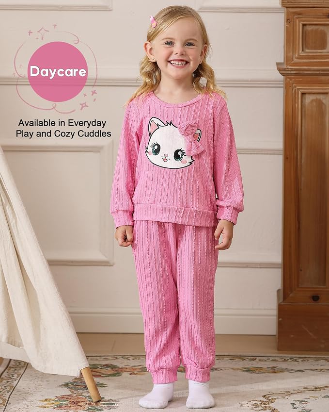 Jecson Toddler Girl Fall Clothes: Soft Outfits Set Embroidered Knit Top & - Image 2