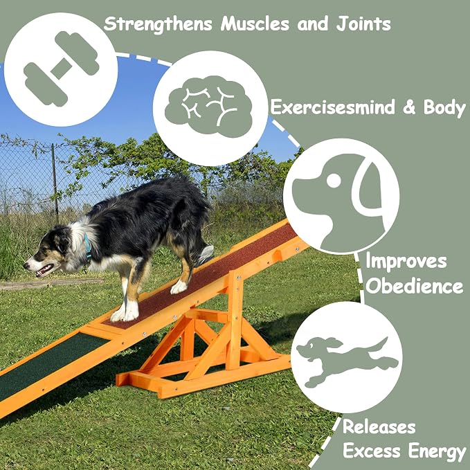 71" Wooden Dog Agility Seesaw for Training and Exercise - Image 3