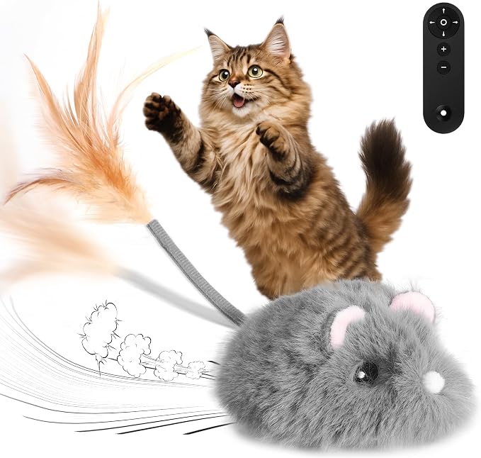 Cat Mouse Toy Remote Control Cat Toy Moving Interactive Cat Toys by PawingcatPetToy