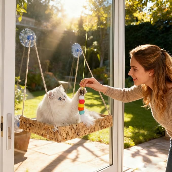 Cat Window Perch with Industrial-Grade Suction Cups and Ball Toy, Cat Window - Image 8