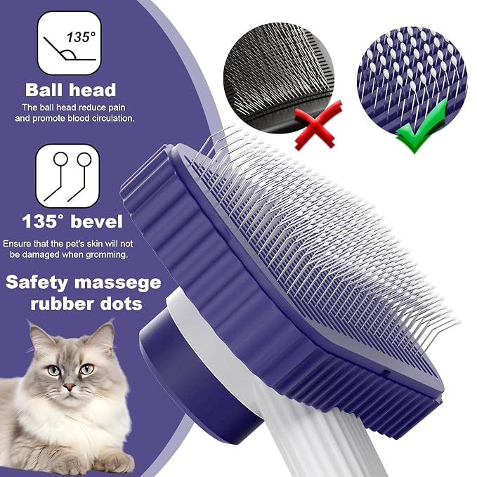 Cat brush, Cat Brush for Long or Short Haired Cats, Remove Loose Fur and Mats - Image 2