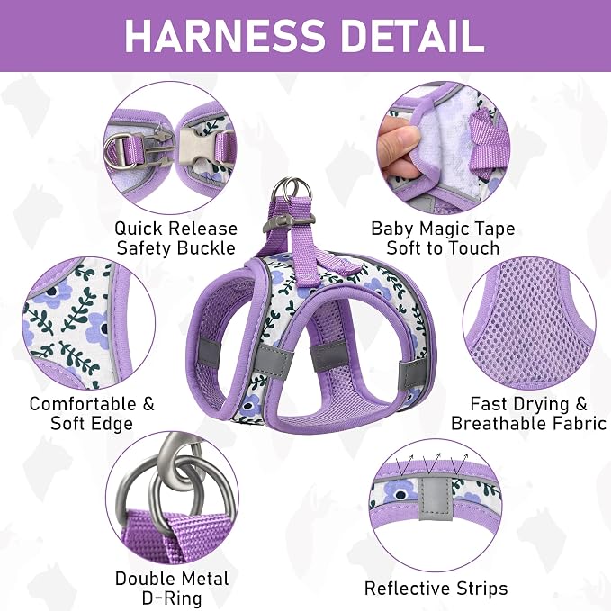 GAMUDA Small Dog Harness Collar and Leash Set, Step in No Chock No Pull Soft - Image 2