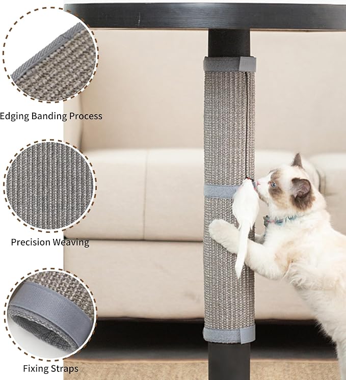 JanYoo 2 Pieces Cat Scratcher Cat Furniture Table Leg Protectors Sisal Cat - Image 3