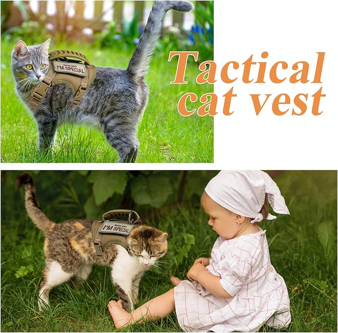 Tactical cat Vest Adjustable Kitten Harness no Pull Puppy Vest - Image 2