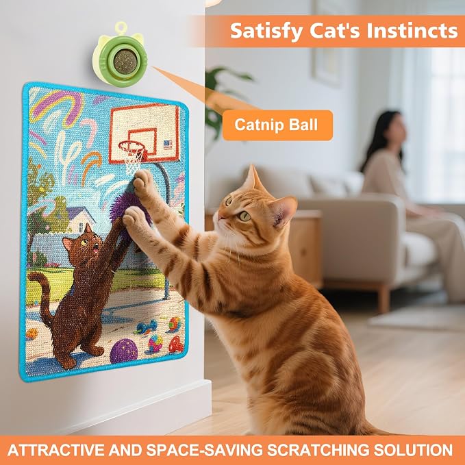 Cat Scratching Mat with Bonus Adhesive Catnip | All-in-One 23.6x15.7 Inch Sisal - Image 5