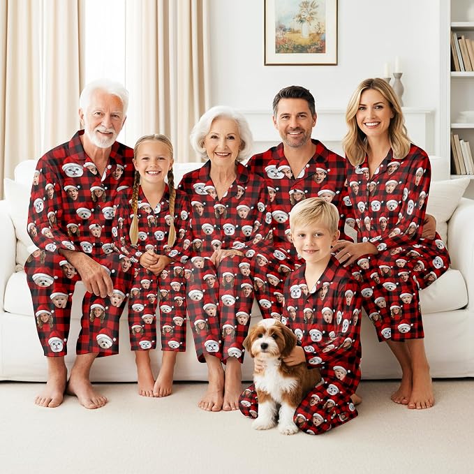 Artsadd Custom Pajamas for Women Men Family, Personalized Face Pjs Pajama Pants - Image 2
