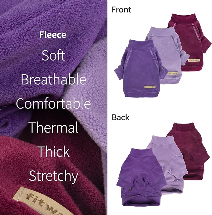 Fitwarm 3 Pack Classic Fleece Dog Sweater, Turtleneck Dog Sweatshirt, Dog - Image 4