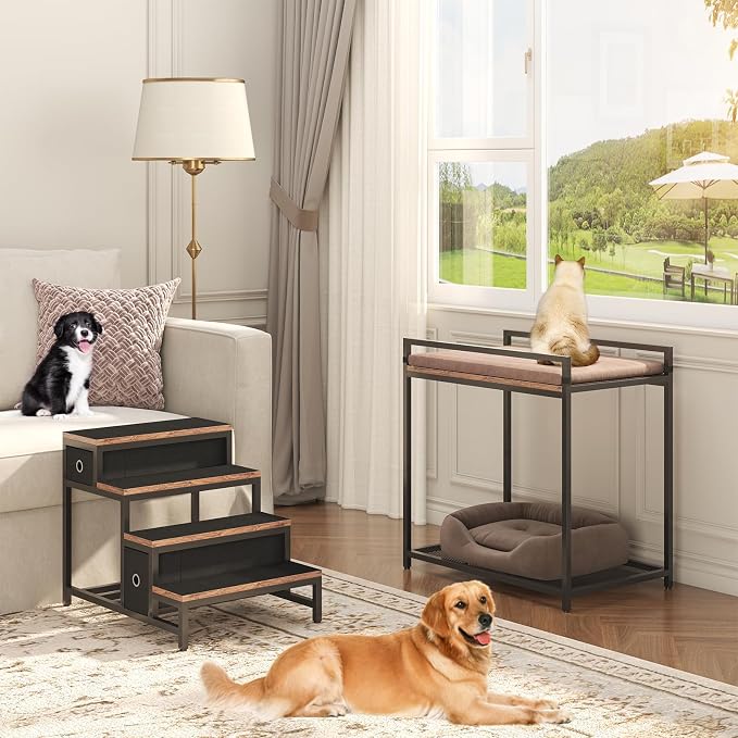 Pet Bunk Bed with Removable Stairs and 2 Drawers, Dogs/Cats Window Perch - Image 8