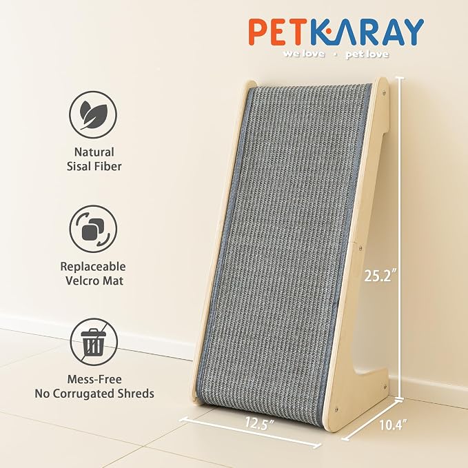 PETKARAY L Shape Cat Scratcher, Sisal Kitty Scratching Ramp, Vertical Scratch - Image 2