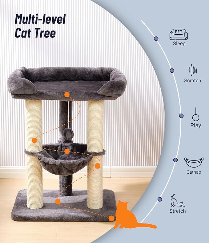 Happi N Pets 28" Cat Tree Tower, Tall Cat Scratching Post - Image 4