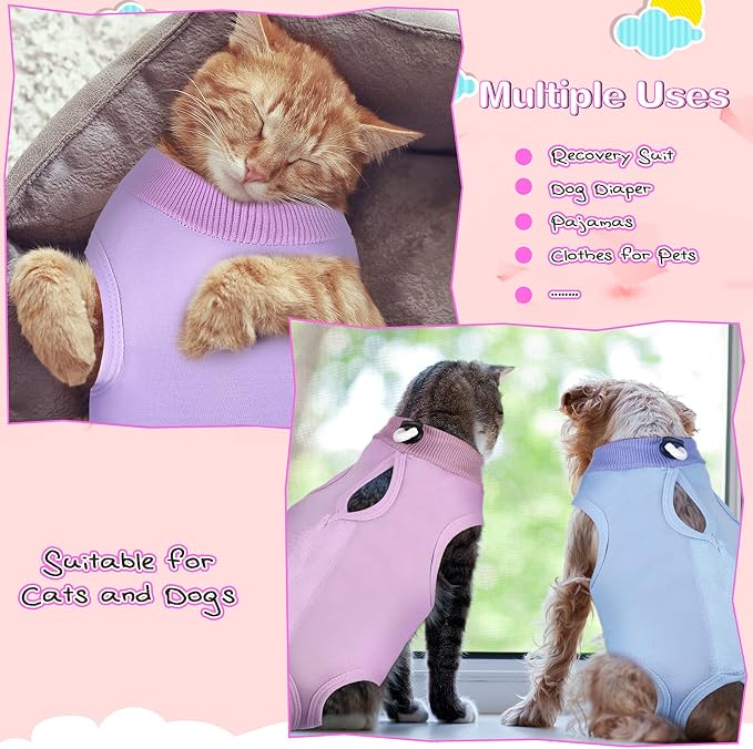 Nuanchu 3 Pieces Cat Recovery Suit Kitten Recovery Suit E-Collar Alternative - Image 2