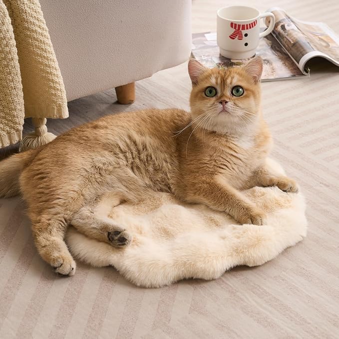 SHENGOCASE Round Faux Rabbit Fur Pet Bed Cushion, 16 inches, Cat Tree Tower - Image 7