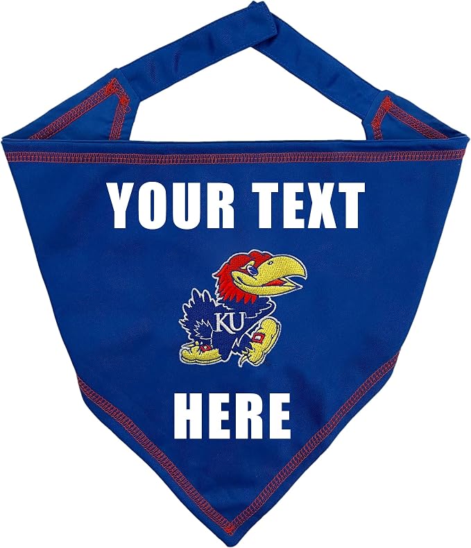 Pets First NCAA Kansas Jayhawks Personalized Tie Around Bandana by PETSFIRST