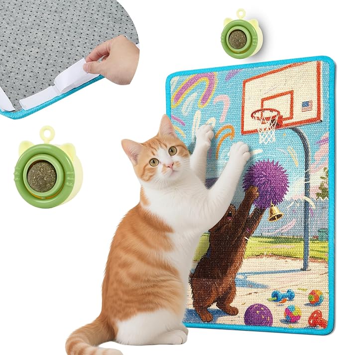 Cat Scratching Mat with Bonus Adhesive Catnip | All-in-One 23.6x15.7 Inch Sisal by Unknown