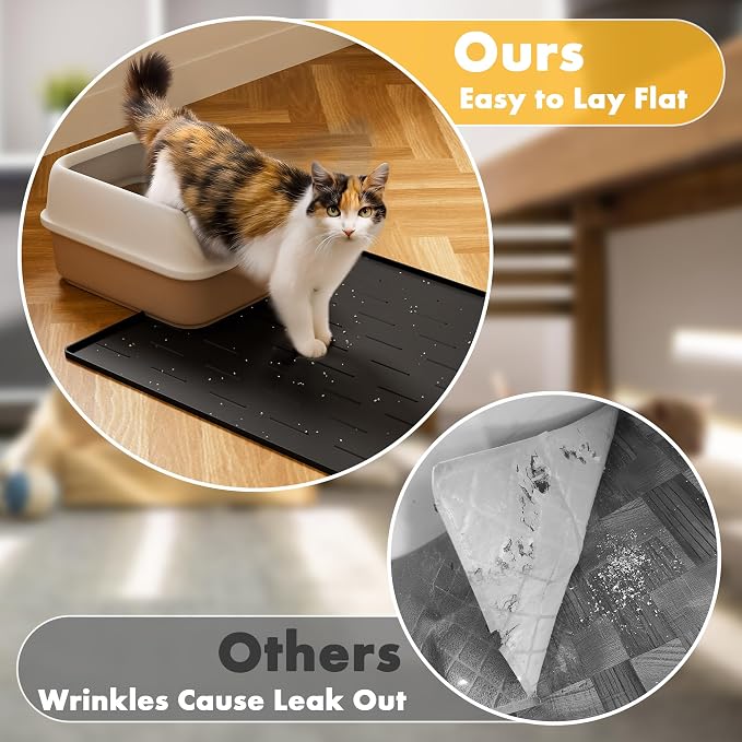 Pieviev Silicone Cat Litter Trapping Mat, Waterproof Kitty Litter Pads - Image 3