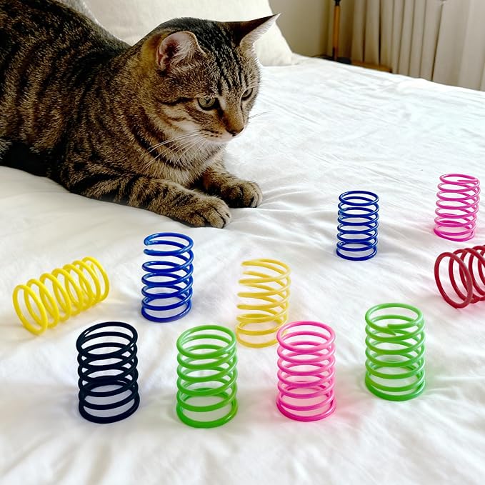 AGYM 6Colors Plastic Spring Cat Toys, 60 Pack Spiral Springs - Image 7