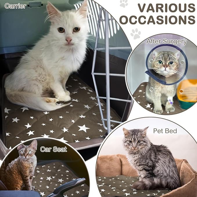 Namalu 4 Pack Self Warming Cat Bed Self Heating Cat Mat Star Pattern Soft Dog - Image 3