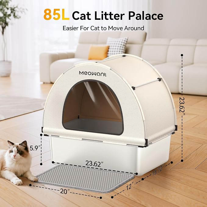 Meowant Stainless Steel Cat Litter Box, Extra Large 3-in-1 Covered Litter Box - Image 4