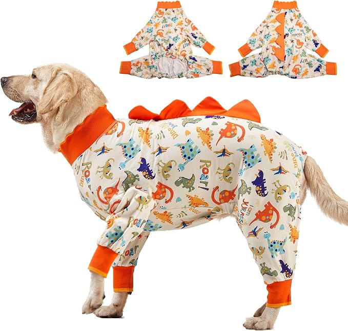 LovinPet Large Dog Pajamas, Anti Licking, Recovery Suit, Lightweight Jurassic by LovinPet