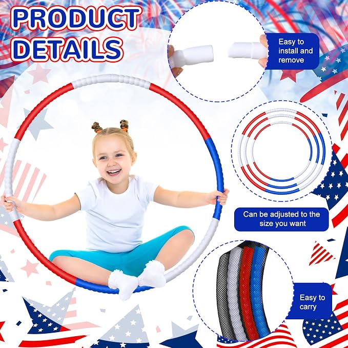 Sratte 12 Pcs Toy Hoop for Kid Detachable Adjustable Toy Hoop Colored Hoop - Image 3