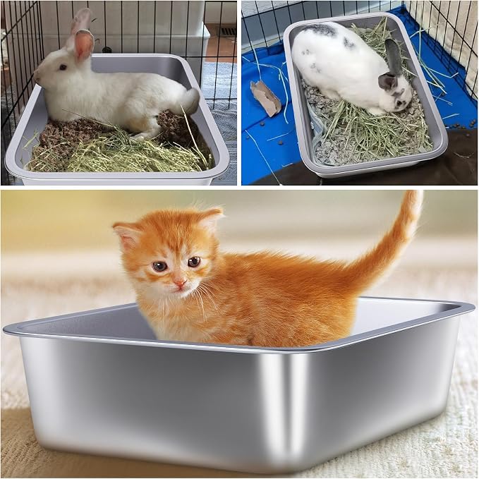 Stainless Steel Litter Box for Kitten, 15.7"×11.8"×4" Small Litter Box for - Image 6