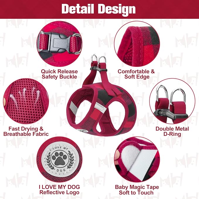 BEAUTYZOO Small Dog Harness and Leash Set, Step in No Choke No Pull Soft Mesh - Image 3