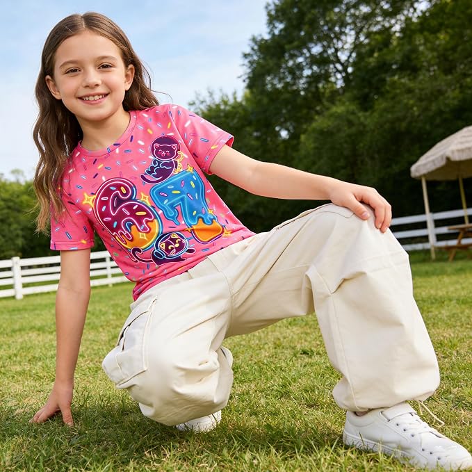 Funnycokid Girls Shirts Cat T Shirt Size 5-12 Clothes - Image 6
