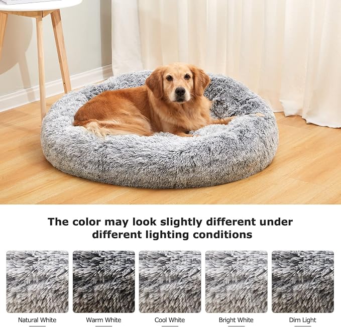 Bedfolks Calming Donut Dog Bed, 36 Inches Round Fluffy - Image 8