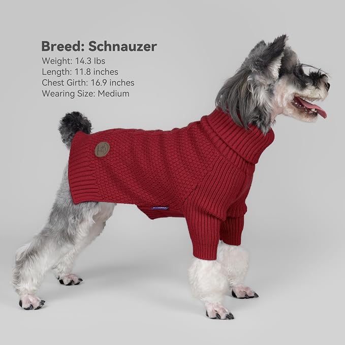 cyeollo Small Dog Christmas Sweater Warm Turtleneck Knitted Pet Winter Dog - Image 2