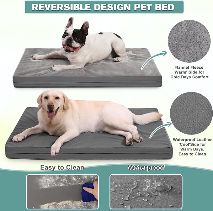 Waterproof Dog Beds Large Sized Dogs, Washable Orthopedic Pet Bed - Image 2