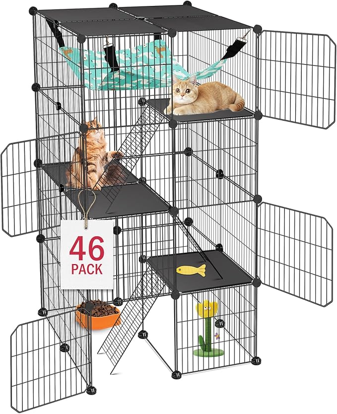 Cat Cage, 4-Tier DIY Cat Enclosures Catio, Cat Playpen Indoor & Outdoor by VISCOO