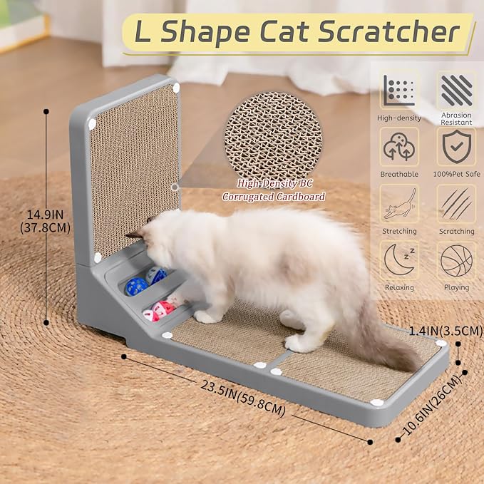 Cat Scratcher Cat Scratch Pad L Shape Wall Mounted Dual Use Kitten Bunifa - Image 2