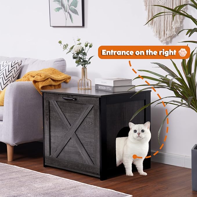 Dwanton Cat Litter Box Furniture Hidden, Cat Litter Box Enclosure, Reversible - Image 2