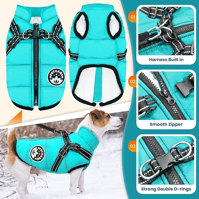 PETCARE Winter Dog Coat with Harness Built in Waterproof Dog Jackets Warm Pet - Image 5