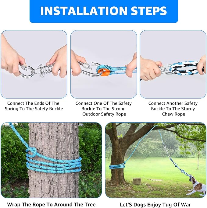 LOOBANI Spring Pole Toy for Pitbull: Bungee Tug of War Toys for Small Large - Image 5