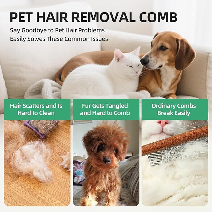 Pet Grooming Combo Tool for Cats and Dogs, Deshedding and Dematting Rake - Image 7