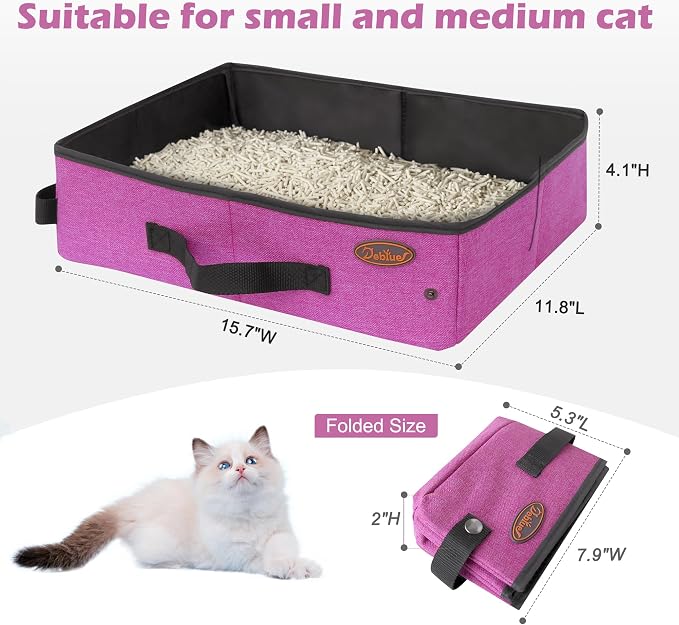 Deblue Portable Cat Travel Litter Box in Car, Collapsible Cat Litter Carrier - Image 6